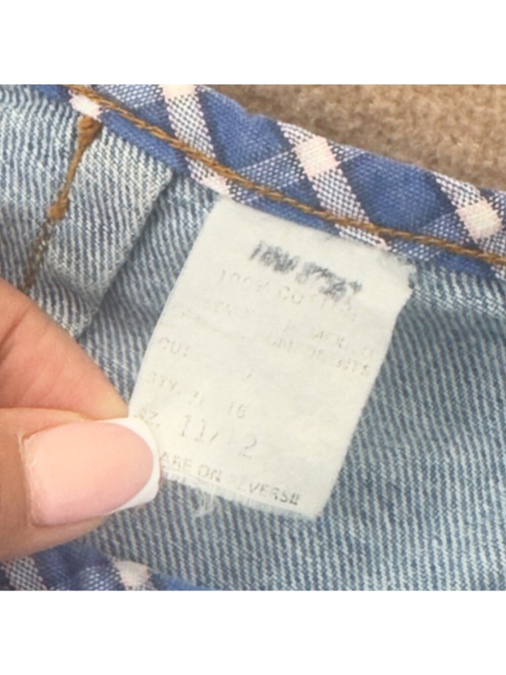Vintage Retro High-Waisted Denim Shorts With Plaid Trim & Button Fly -Size 11/12 - Picture 4 of 11